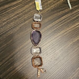 INC Gold-Tone Mixed Stone Statement Flex Bracelet